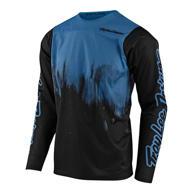 Troy Lee Skyline Diffuze LS BMX Race Jersey-Blue Bird/Black - 1