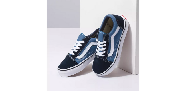 Vans Old Skool Kids Shoes-Navy-True White - 3