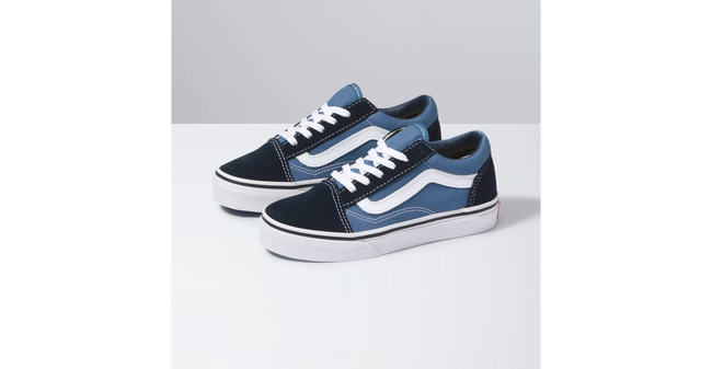 Vans Old Skool Kids Shoes-Navy-True White - 4