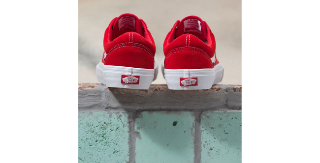 Vans Old Skool Pro Suede Shoe-Red/White - 5