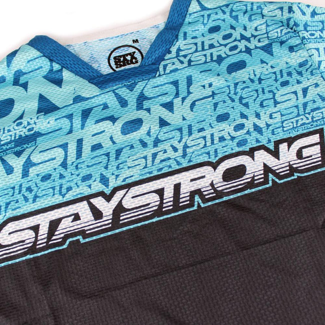 Stay Strong Mash Up BMX Race Jersey-Teal/Black - 3